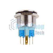 Кнопка антивандальная Rexant Ø22 12В Б/Фикс (5с) (ON)-OFF/(OFF)-ON подсв/синяя