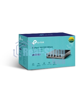 Коммутатор 5-Port 10/100Mbps Unmanaged Switch with 4-Port PoE, meta case, desktop mount, PoE budget 41W.