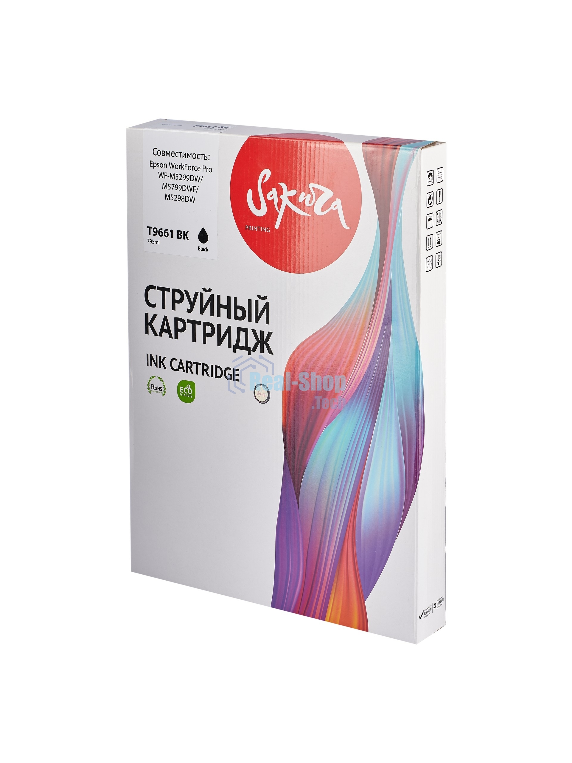 Контейнер с чернилами Sakura C13T966140 (T9661 BK) для Epson, черный, 795 мл., 40000 к.