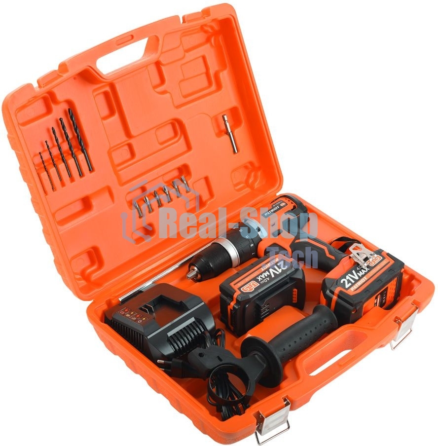 Дрель-шуруповерт аккумуляторная Patriot BR 216UES-h, Аккумуляторная, 21В, 2 АКБ, Кейс