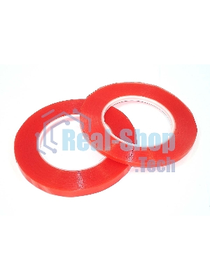 Скотч двусторонний прозрачный 3M с красной защитной лентой ширина 2мм 25м