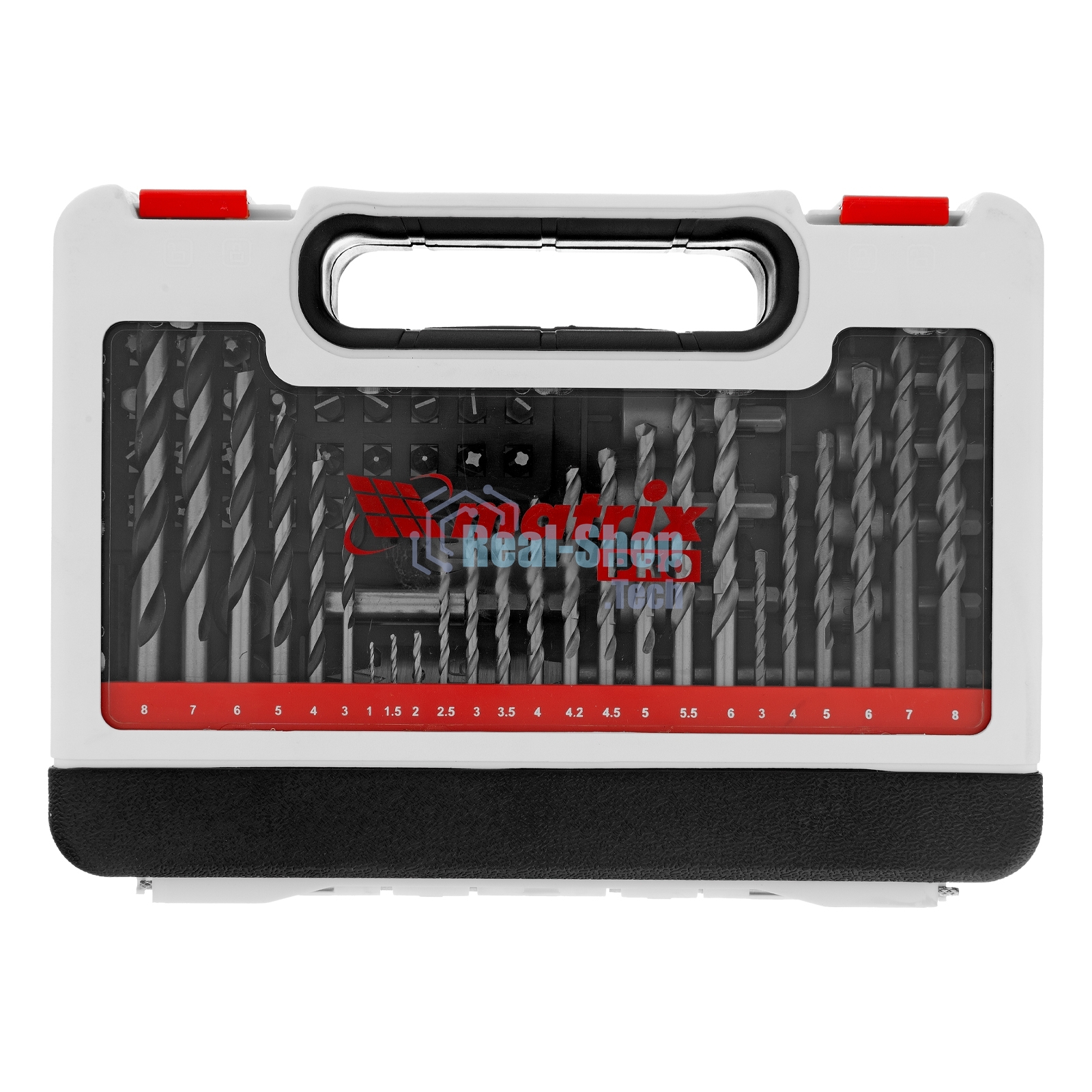 Набор сверл Matrix комб.,мет.1-6мм,бет.3-8мм,дер.3-8мм, перки,бит.30шт,адап.,голов.8шт,71пр., PRO