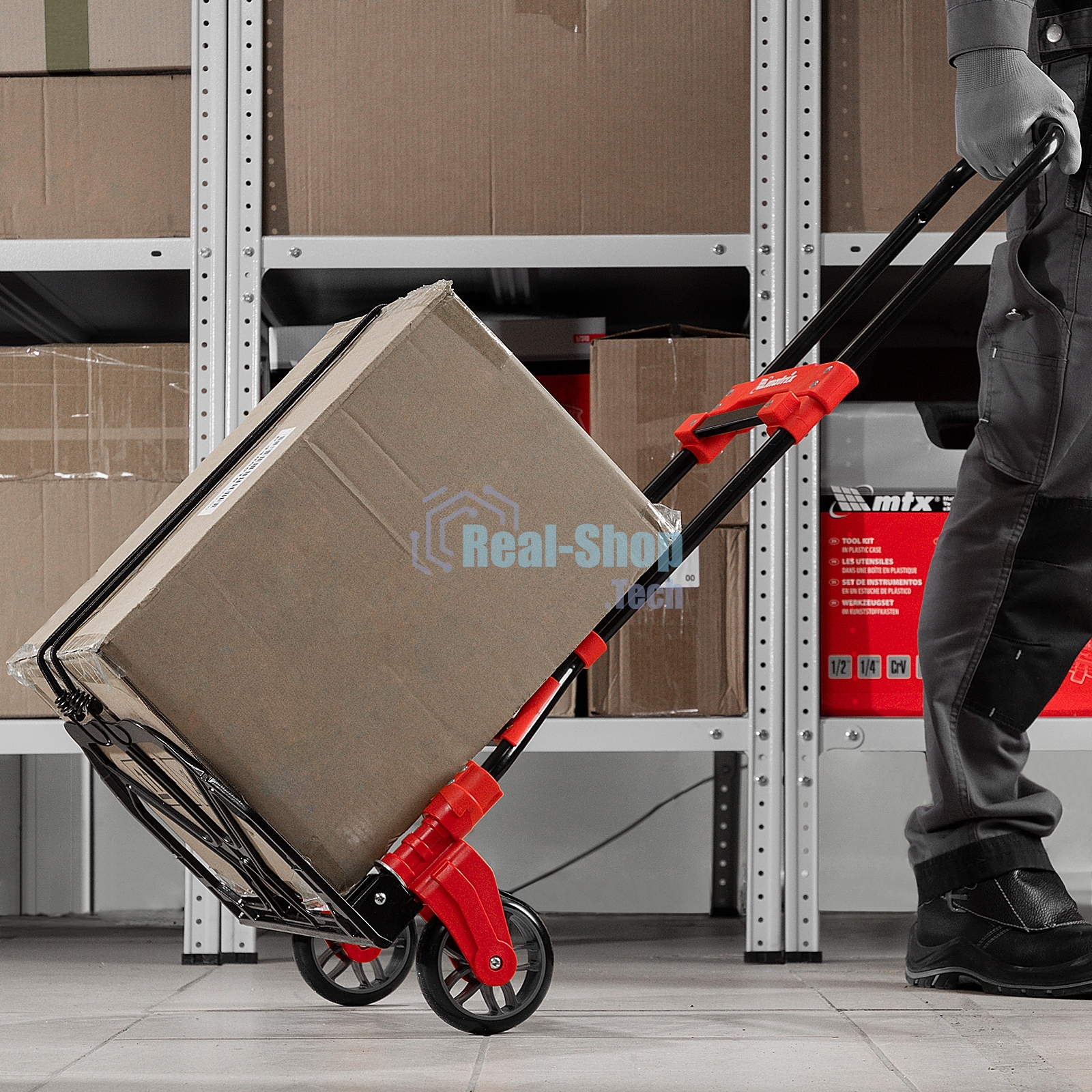 Тележка хозяйственная Matrix, складная, 2 колесная, стальная, грузоподъемность 80 кг