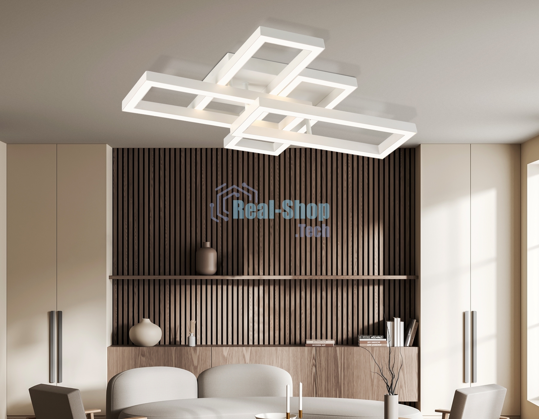 Потолочный светодиодный светильник Ambrella light FA1001/2+2 WH белый 65W 3000K-6400K 550*453*130 (ПДУ ИК)