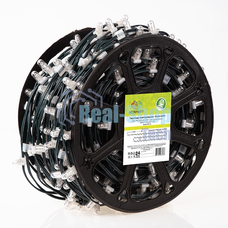 Гирлянда Neon-night LED Clip Light 12V шаг 150 мм, цвет диодов теплый белый, Flashing (белый)