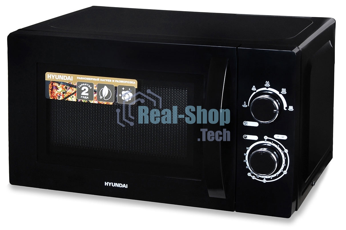 Микроволновая печь Hyundai HYM-M2063 черный, 20 л, 700 Вт, переключатели - поворотный механизм