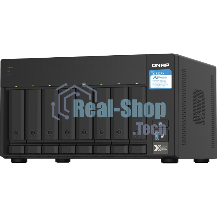 Сетевое хранилище без дисков SMB QNAP TS-832PX-4G 8-Bay NAS, AL324 64-bit quad-core 1.7GHz, 4Gb DDR4 SO-DIMM RAM (up to 1x16 Gb), 8 x 3.5