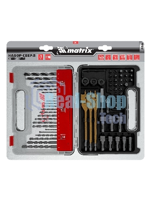 Набор сверл Matrix комб.,мет.1-6мм,бет.3-8мм,дер.3-8мм, перки,бит.30шт,адап.,голов.8шт,71пр., PRO