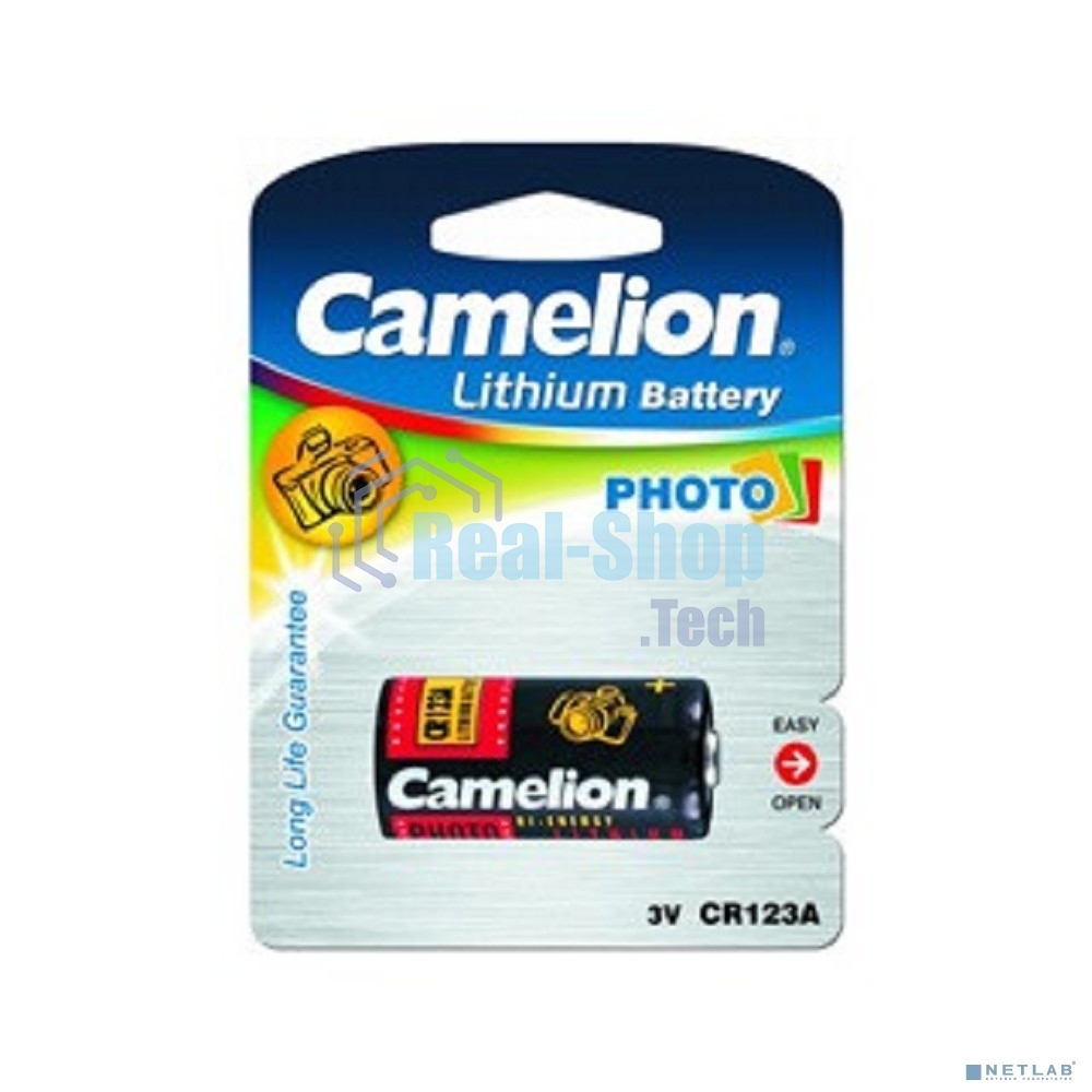 Батарея Camelion CR123A BL-1 (CR123A-BP1, батарейка фото,3В)