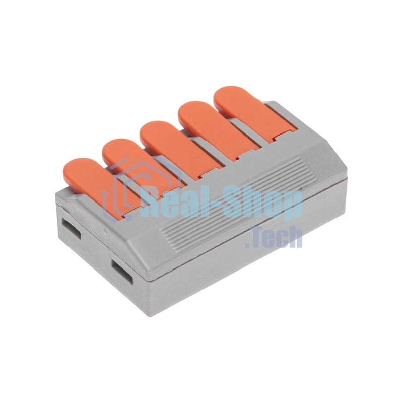 Универсальная клемма Rexant СМК 222-615/221-615, 5-проводная серая 0,5-4/6 мм² (15 шт/уп)