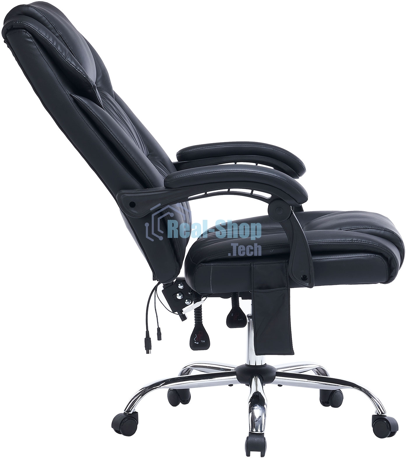 Кресло офисное Cactus CS-CHR-OC02M-BK черный, эко.кожа, крестов. сталь