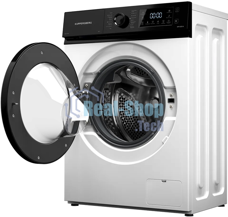 Стиральная машина Kuppersberg WM 420 W, отдельностоящая, 44 см, загрузка 6 кг, 16 программ, 1000 об/мин, LED дисплей, инверторный двигатель, пар, самодиагностика, отложенный старт, предварительная стирка, сенсорное/механическое управление, блокировка от детей, энергоэффективность А++, уровень шума до 76 дБ, белый