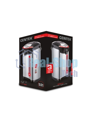 Термопот Centek CT-0082 черный, 5л, 750 Вт, 3 способа подачи воды, корпус из нержавеющей стали
