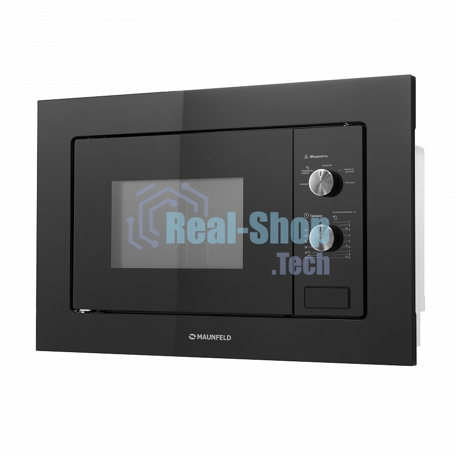 Микроволновая печь встраиваемая Maunfeld MBMO.20.1PGB черный, 20 л, 800 Вт, переключатели - поворотный механизм