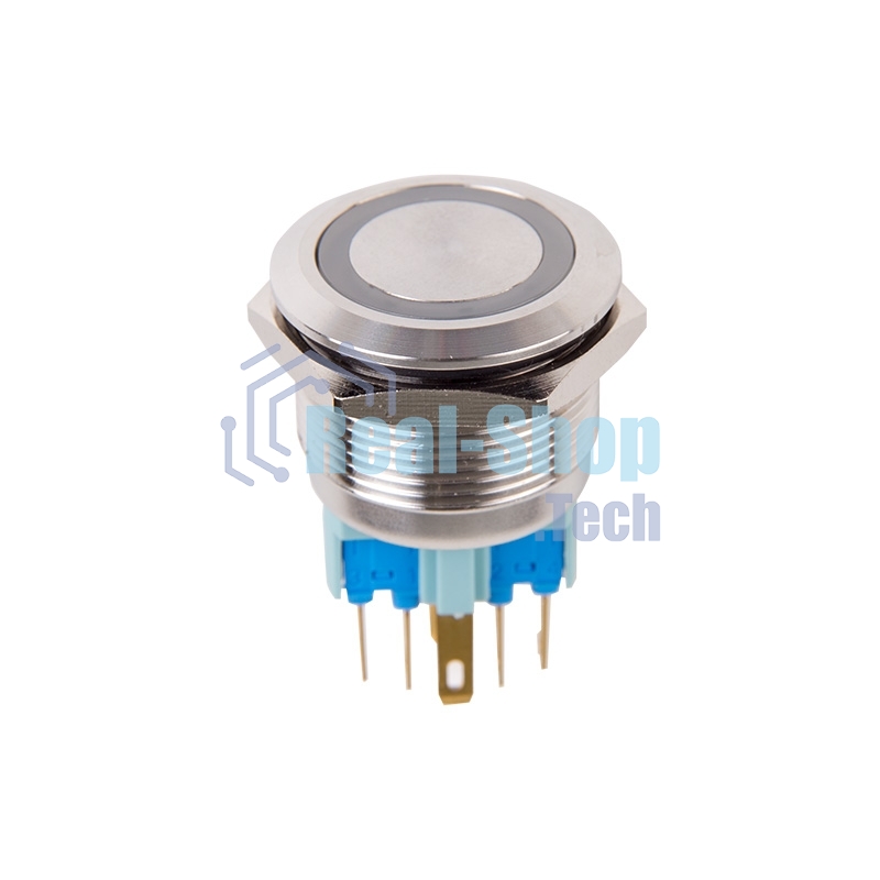 Кнопка антивандальная Rexant Ø22 12В Б/Фикс (5с) (ON)-OFF/(OFF)-ON подсв/красная