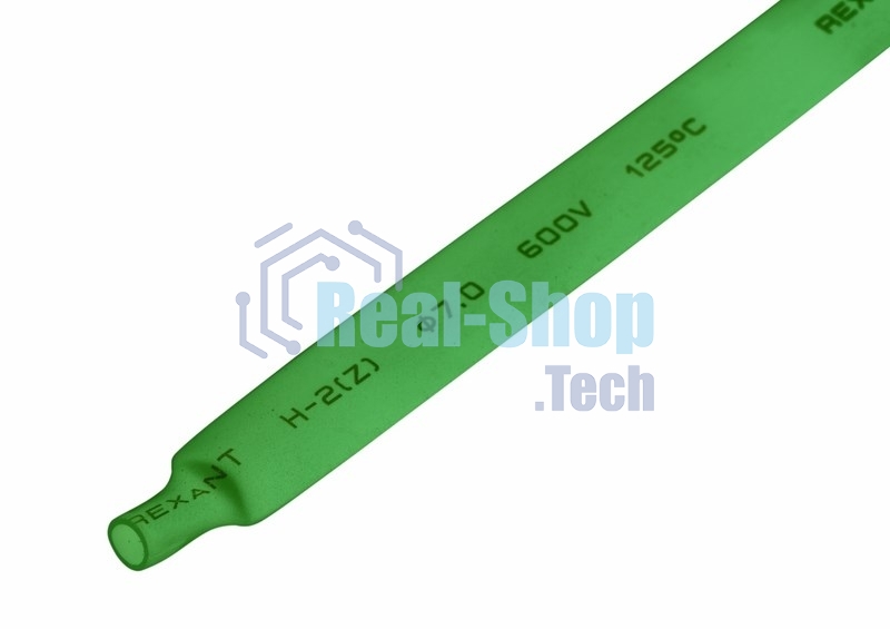 Термоусаживаемая трубка Rexant 7,0/3,5 мм, зеленая, упаковка 50 шт. по 1 м