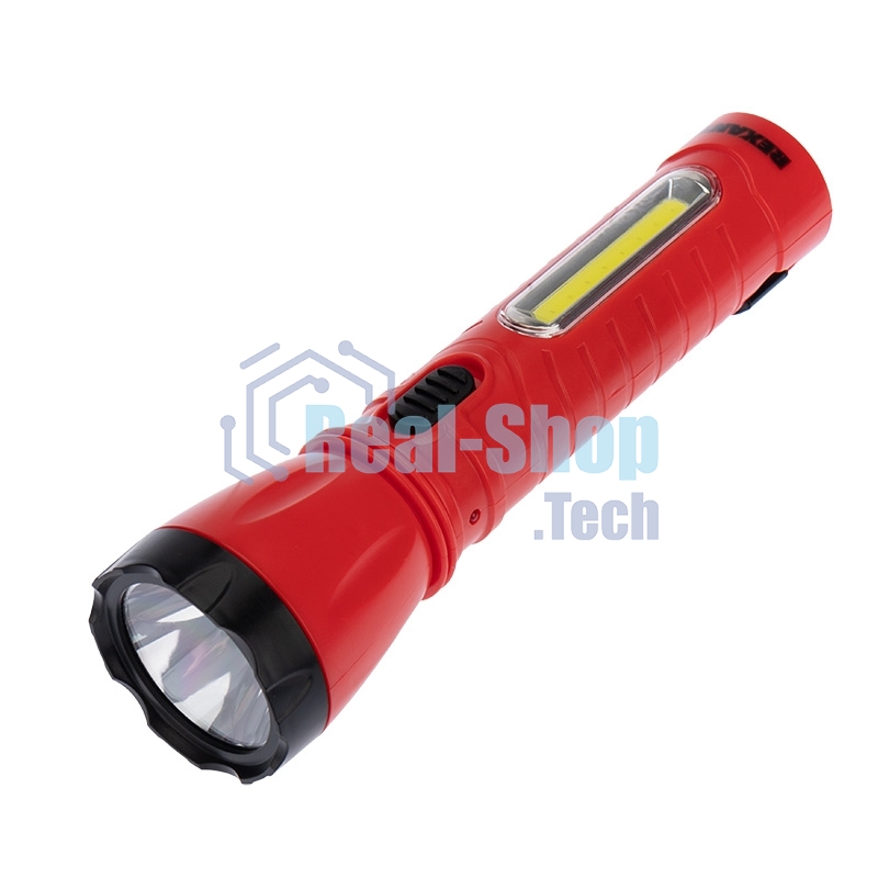 Фонарь рабочий/поисковый Rexant головной + боковой свет 1,5 Вт + 5Вт СОВ боковой, встроенный аккумулятор, зарядка напрямую от сети (евророзетка) 220 В