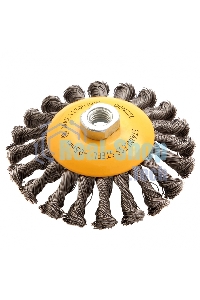 Щетка для УШМ Denzel 125 мм, М14, тарелка, крученая нержавеющая проволока 0,5 мм