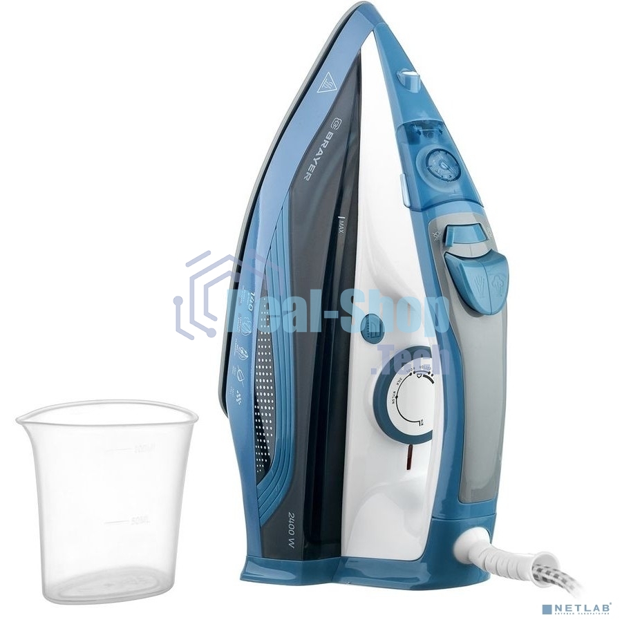 Утюг BRAYER 4002BR, 2400 Вт, керамич, Пар 140 г/м антикапля, разбрыз, резер 360мл, самоотчис,
