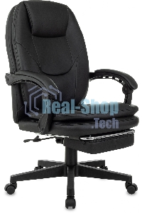 Кресло руководителя Бюрократ CH-868N-F черный, эко.кожа, крестов. пластик, подст. для ног