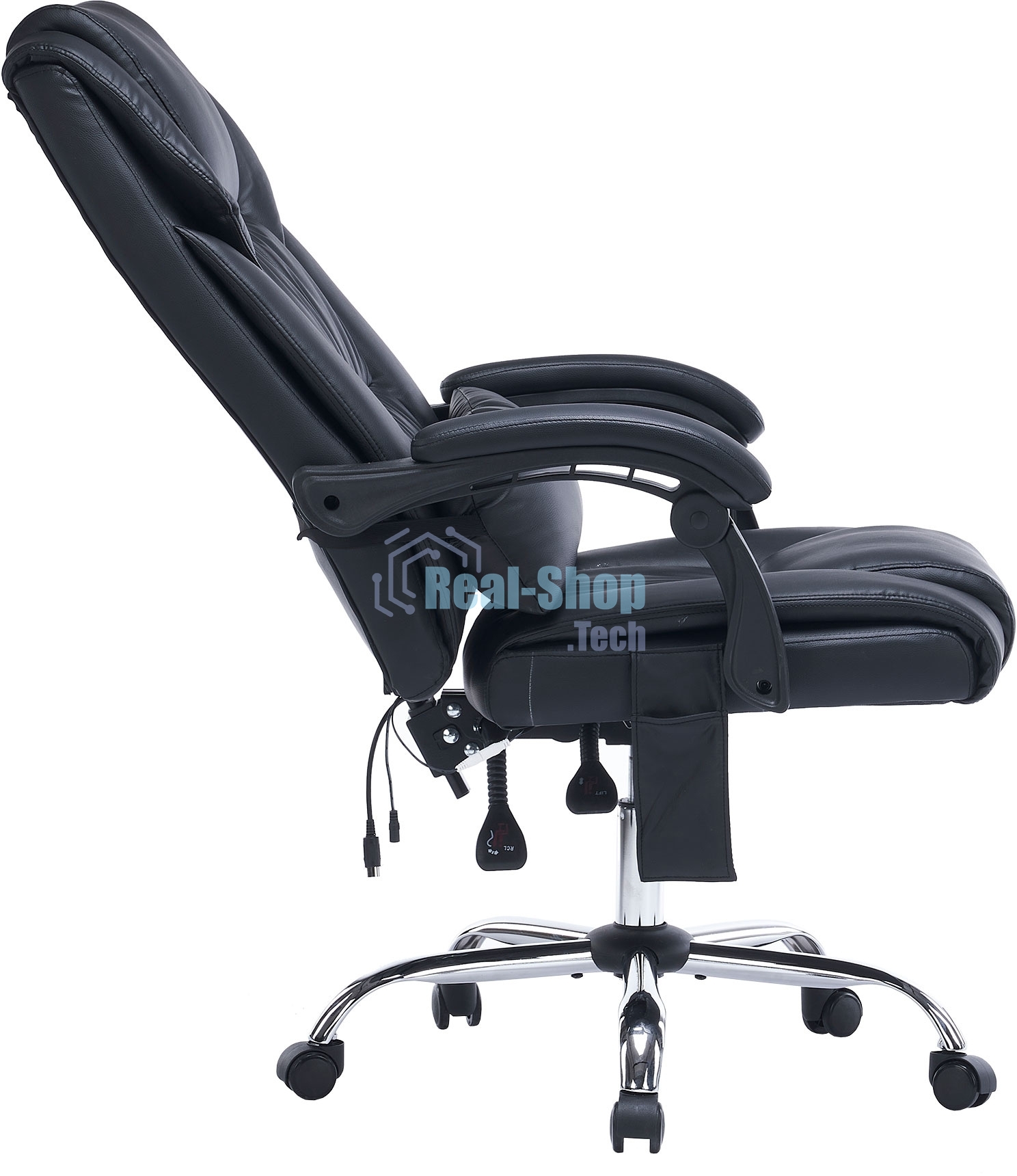 Кресло офисное Cactus CS-CHR-OC02M-BK черный, эко.кожа, крестов. сталь