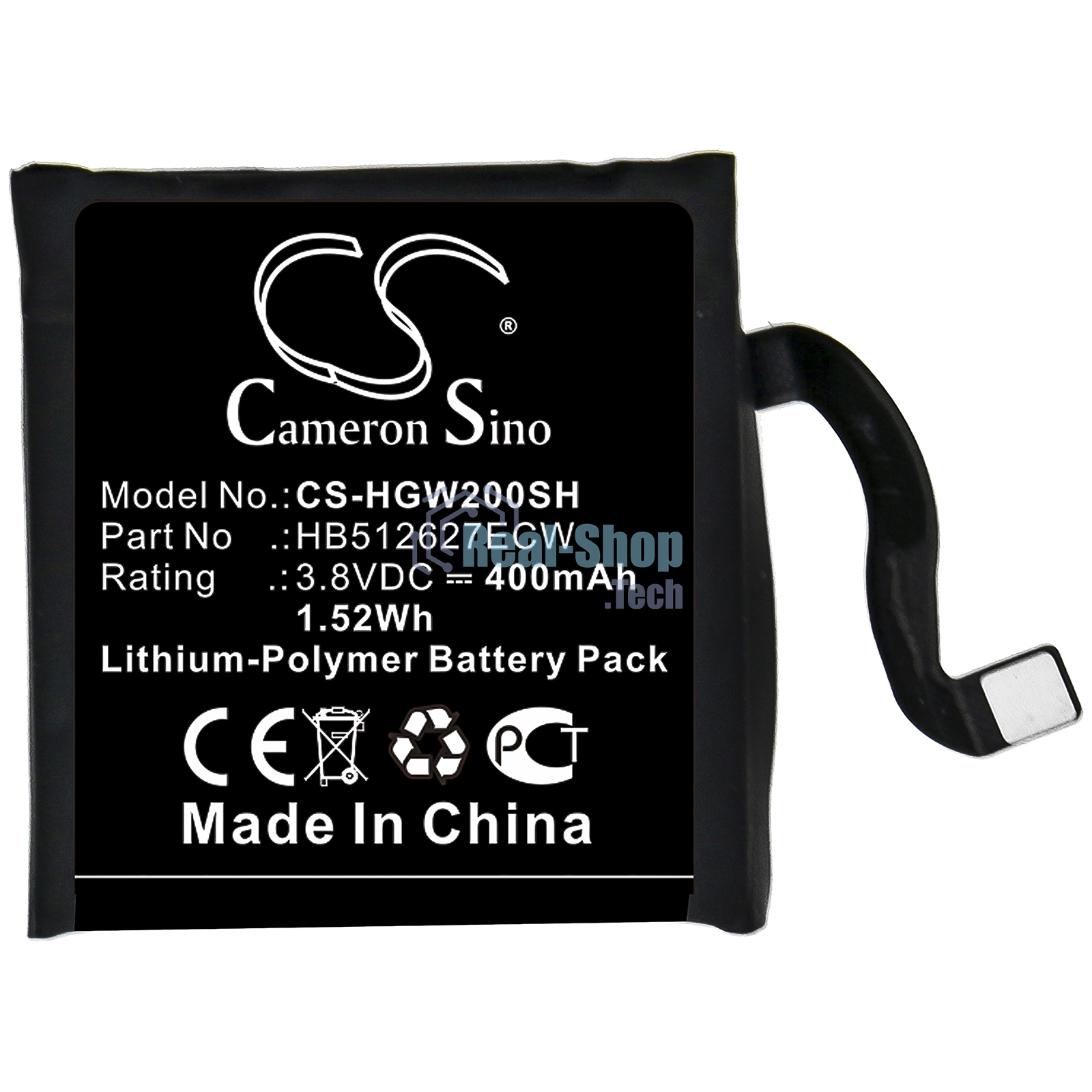 Аккумуляторная батарея CameronSino для Huawei Watch 2 4G, Watch 2 Pro 4G 400mAh