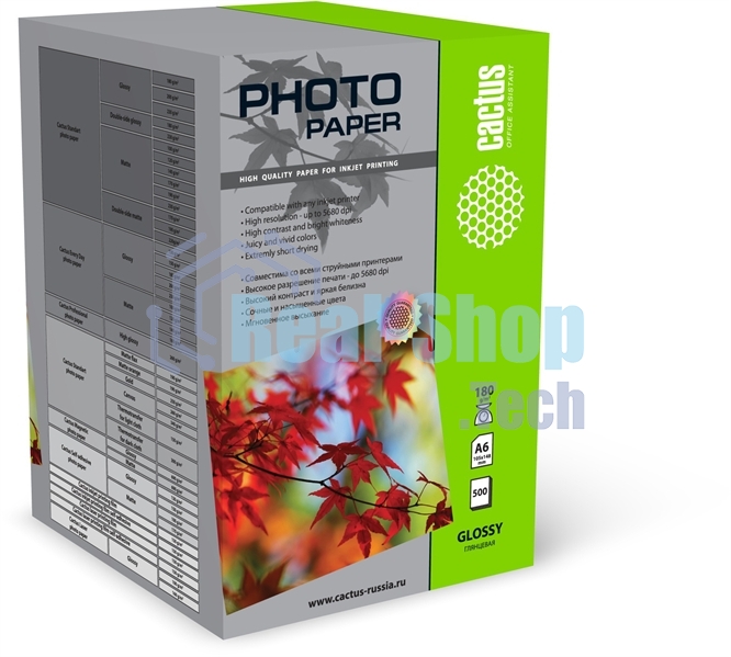 Фотобумага Cactus CS-GA6180500 глянцевая A6 180 г/м2 500 листов
