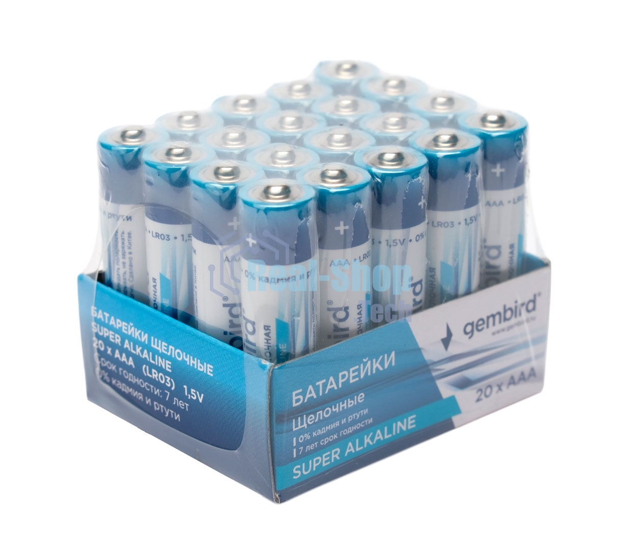 Батарейки щелочные/алкалиновые Gembird Gb-LR03-20B, тип AAA, 20шт, коробка
