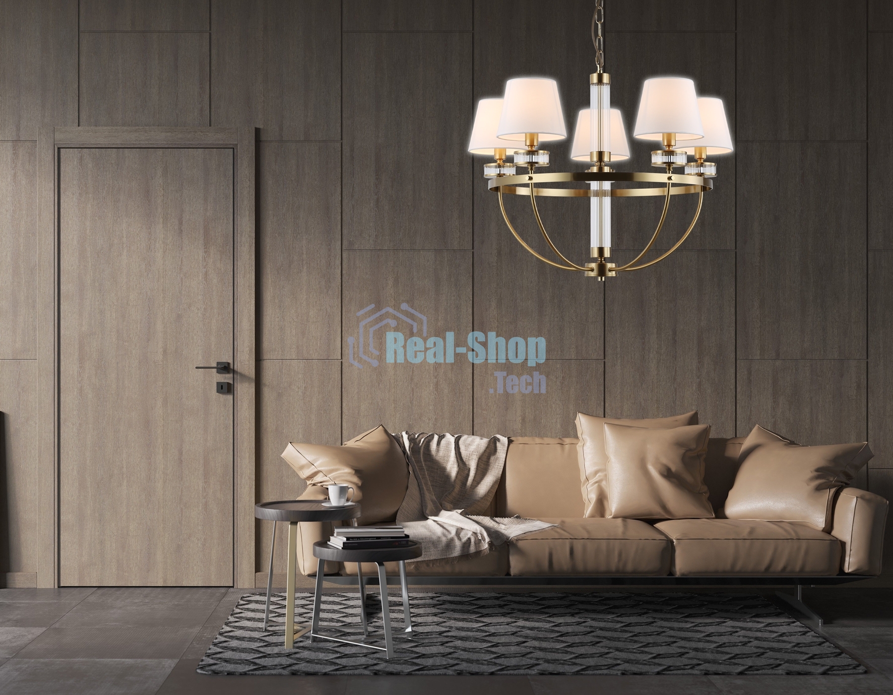 Люстра Ambrella light LH71251/5 BS/WH латунь/белый E14/5 max 40W D700*990