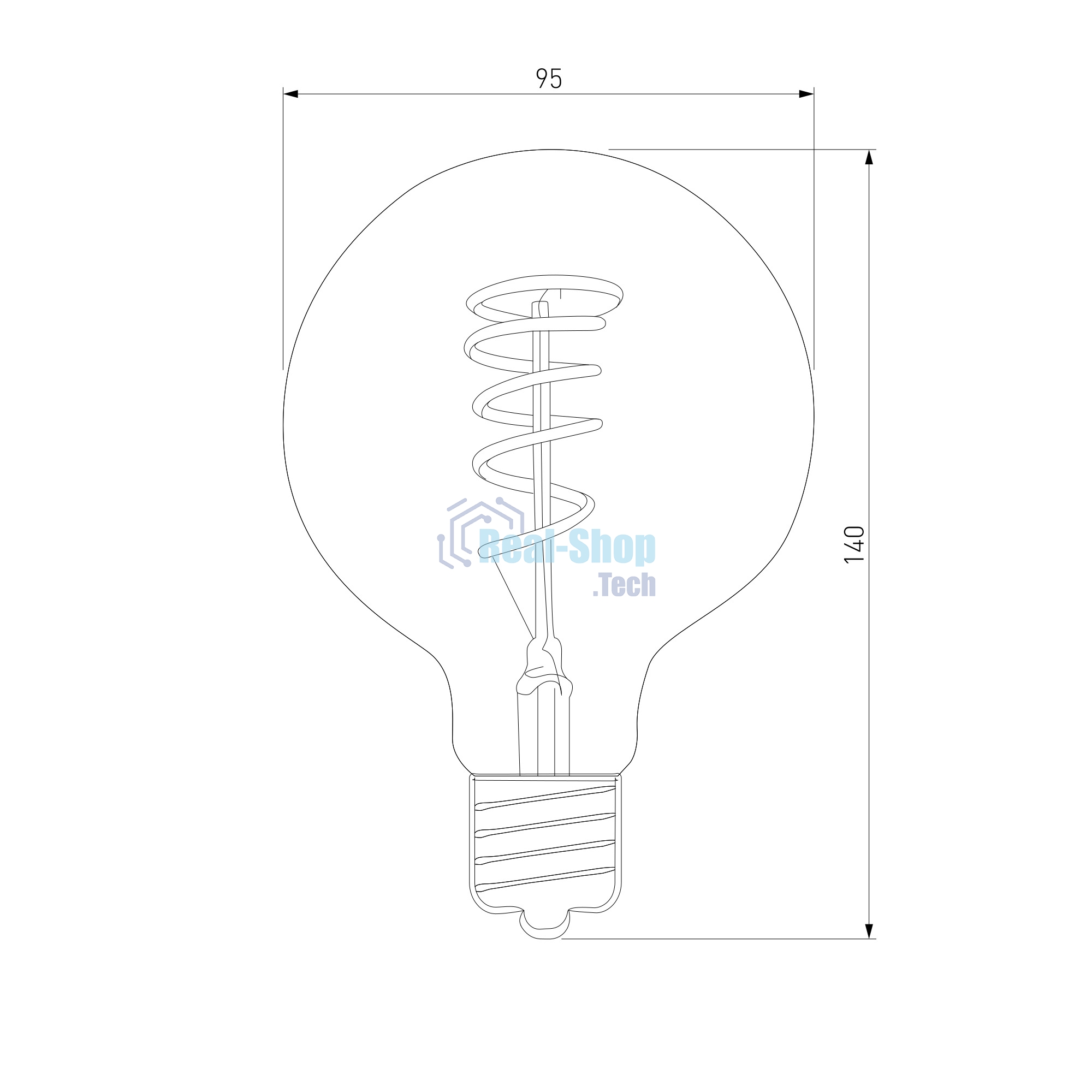 BLE2709 / Светодиодная лампа Classic FD 8W 3300K E27 (G95 спираль тонированный)