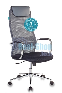 Кресло руководителя Бюрократ KB-9N/DG/TW-12 серый TW-01 TW-11 сетка крестовина хром