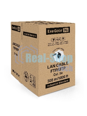 Кабель ExeGate UTP 4 пары кат.5e CCA, 24AWG, внешн., без троса, бухта 305м, черный, PE