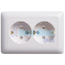 Розетка 2-м СП Хит 16А защ. шторки с заземл. бел. SchE RS16-231-B