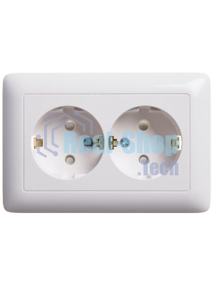 Розетка 2-м СП Хит 16А защ. шторки с заземл. бел. SchE RS16-231-B