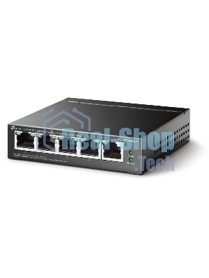 Коммутатор 5-Port 10/100Mbps Unmanaged Switch with 4-Port PoE, meta case, desktop mount, PoE budget 41W.
