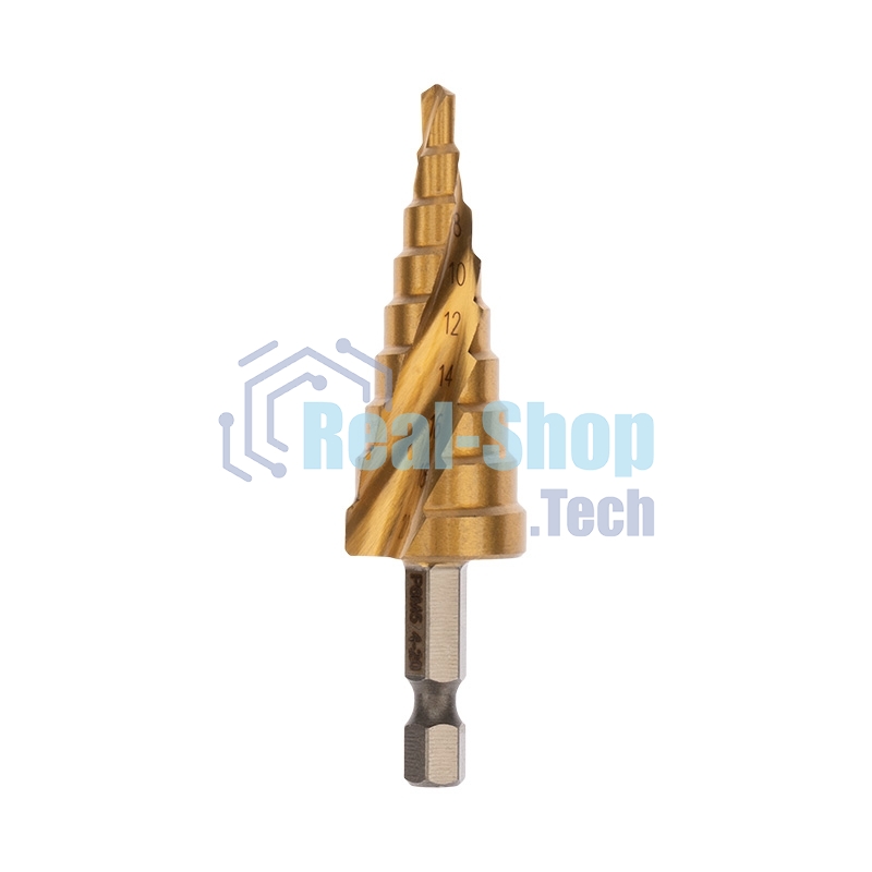 Сверло по металлу ступенчатое Kranz ТИТАН 4,0-20,0 мм 76 мм 65 HRC Р6М5 TiN