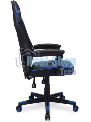Кресло игровое Оклик 121G черный/синий сиденье черный/синий искусст.кожа/сетка с подголов. крестов. пластик черный