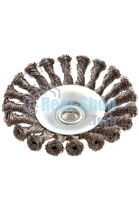 Щетка для УШМ Denzel 125 мм, М14, тарелка, крученая нержавеющая проволока 0,5 мм