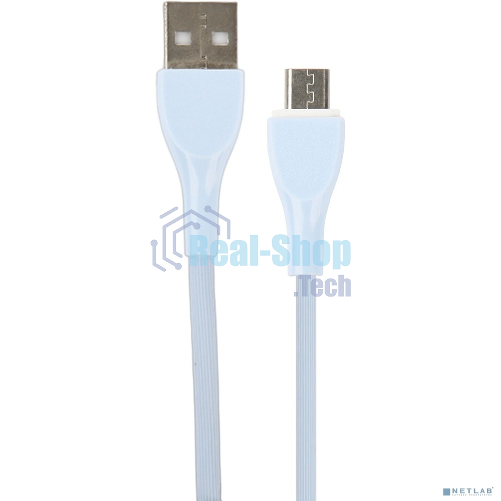 Кабель PERFEO USB A вилка - Micro USB вилка, 2.4A, голубой, силикон, 1 м., ULTRA SOFT (U4022)