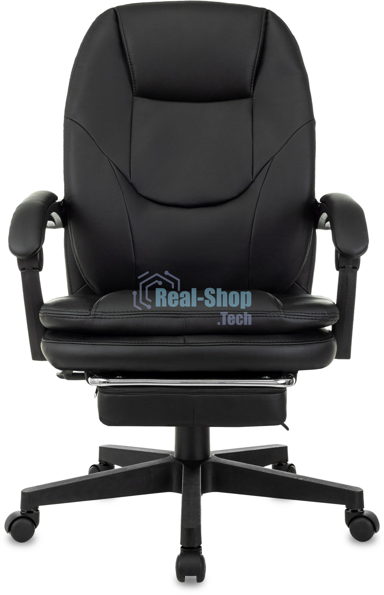 Кресло руководителя Бюрократ CH-868N-F черный, эко.кожа, крестов. пластик, подст. для ног