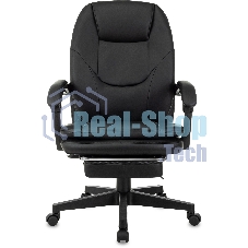 Кресло руководителя Бюрократ CH-868N-F черный, эко.кожа, крестов. пластик, подст. для ног