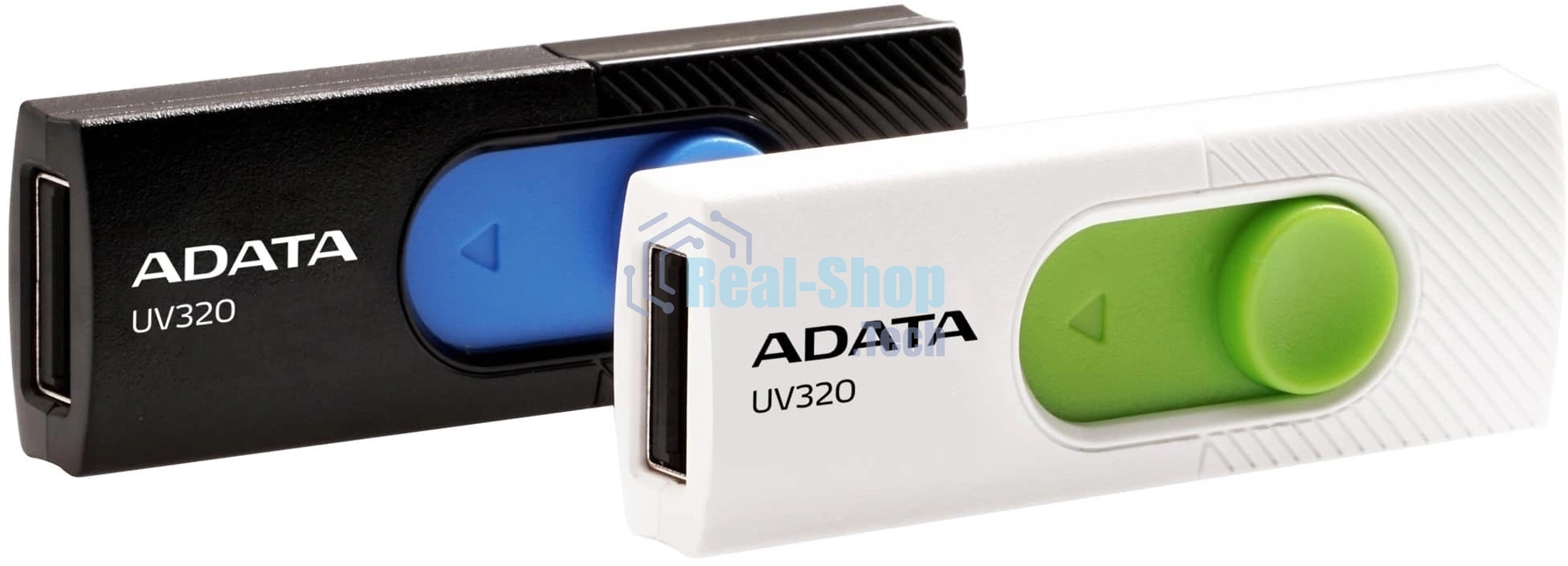 Флешка USB ADATA UV320 (AUV320-32G-RBKBL), 32Gb, USB 3.2 Gen 1, R/W 100/30, черный/голубой
