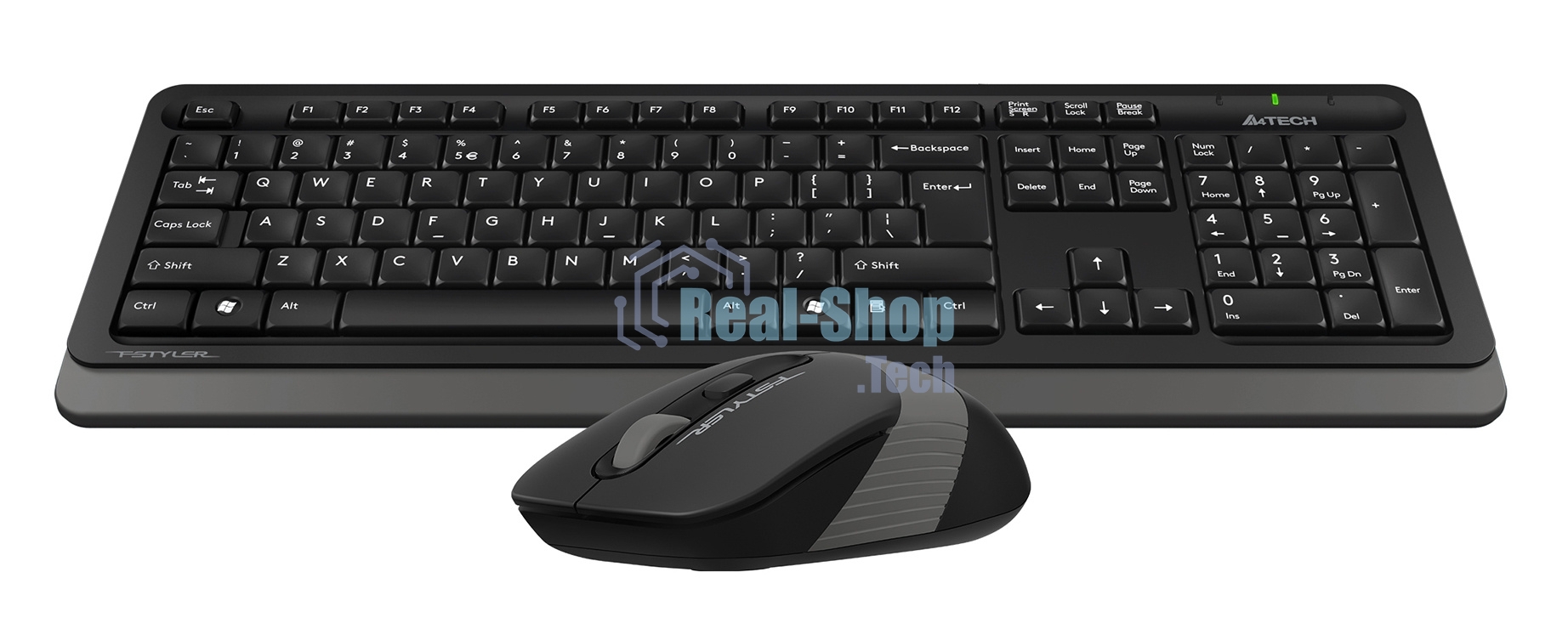 Комплект клавиатура+мышь A4Tech FStyler FG1010S беспроводной, USB, 2000 DPI, чёрный/серый