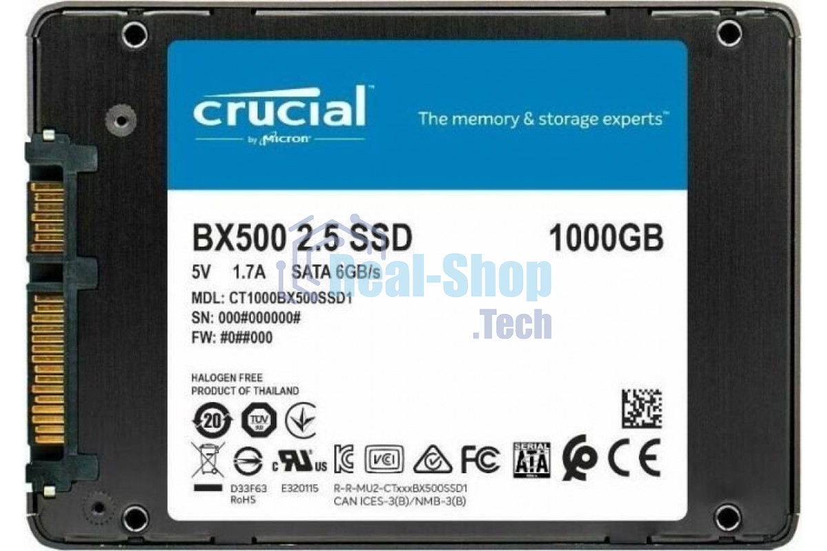 Накопитель SSD Crucial BX500, 1Tb, SATA III, 2.5