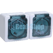 Розетка 2-м ОП Гермес Plus РСб22-3-ГПБд с защ. крышкой с заземл. IP54 (цвет крышки дымчатый) ИЭК ERMP22-K03-16-54-EC