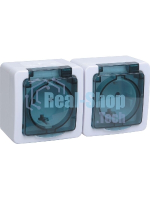 Розетка 2-м ОП Гермес Plus РСб22-3-ГПБд с защ. крышкой с заземл. IP54 (цвет крышки дымчатый) ИЭК ERMP22-K03-16-54-EC