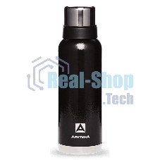 Термос Арктика 106-1200 черный, узкое горло 1,2 л, американский дизайн, антивандальное покрытие, две чашки, холод/тепло 32 ч