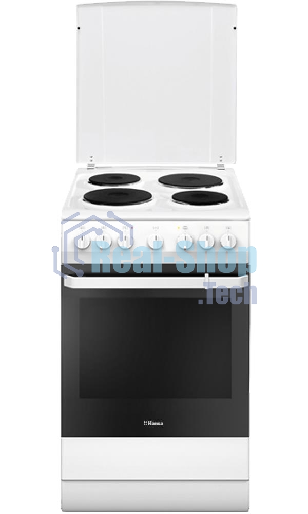 Плита электрическая Hansa FCEW54109 белый, конфорок 4 шт, духовка 65 л, 50 см x 85 см x 60 см