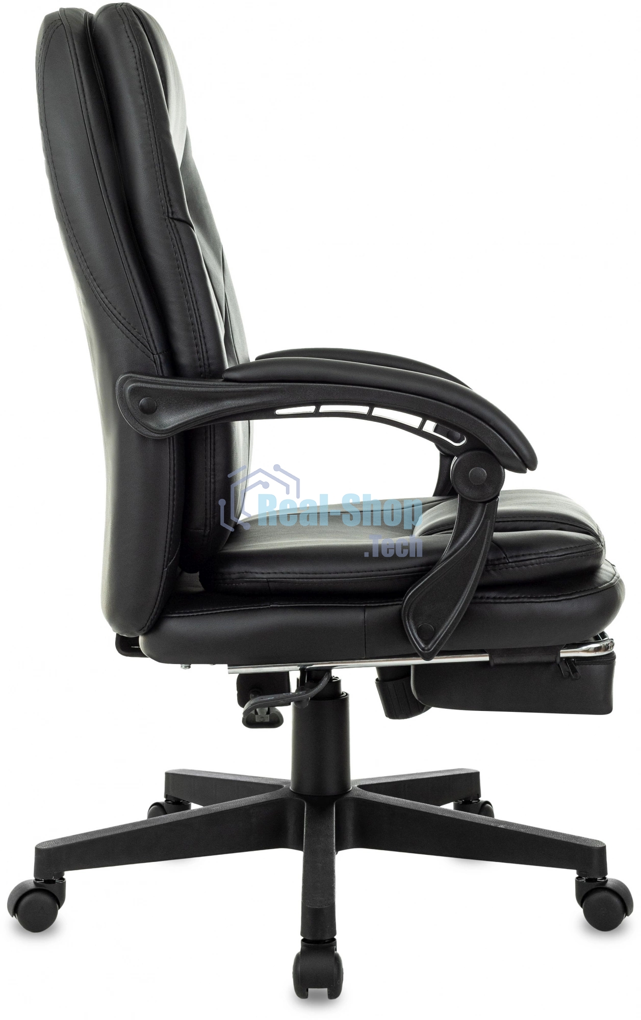 Кресло руководителя Бюрократ CH-868N-F черный, эко.кожа, крестов. пластик, подст. для ног