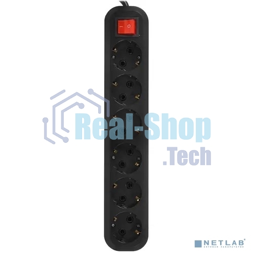 Сетевой фильтр 5bites SP6B-350 6S, 3*1.5MM2, 16A, ABS, 5M, BLACK